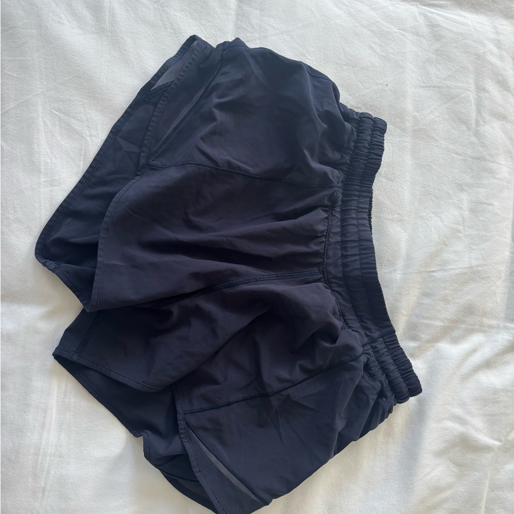Navy Lulu Lemon Hotty Hot Shorts 4 Inch
